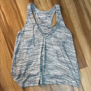 Hollister Blue and White Sleeveless Tank Top with Tie Front